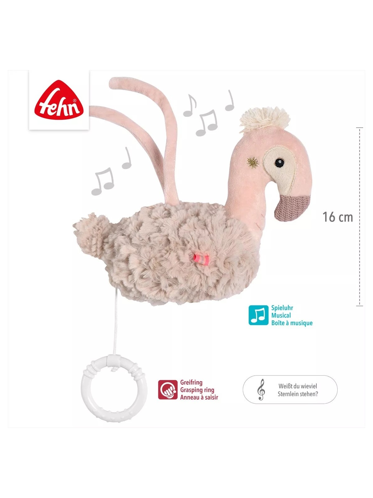 Peluche musicale, Flamant rose - Fehn