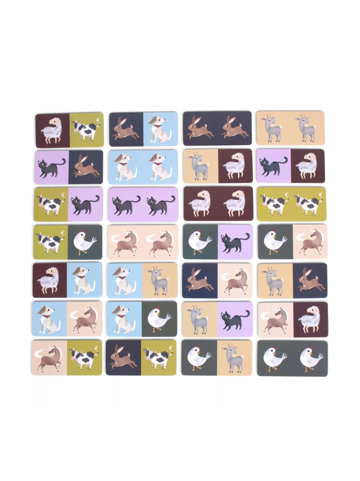 Jeu de dominos 28 pièces, Animaux de la ferme - Filibabba