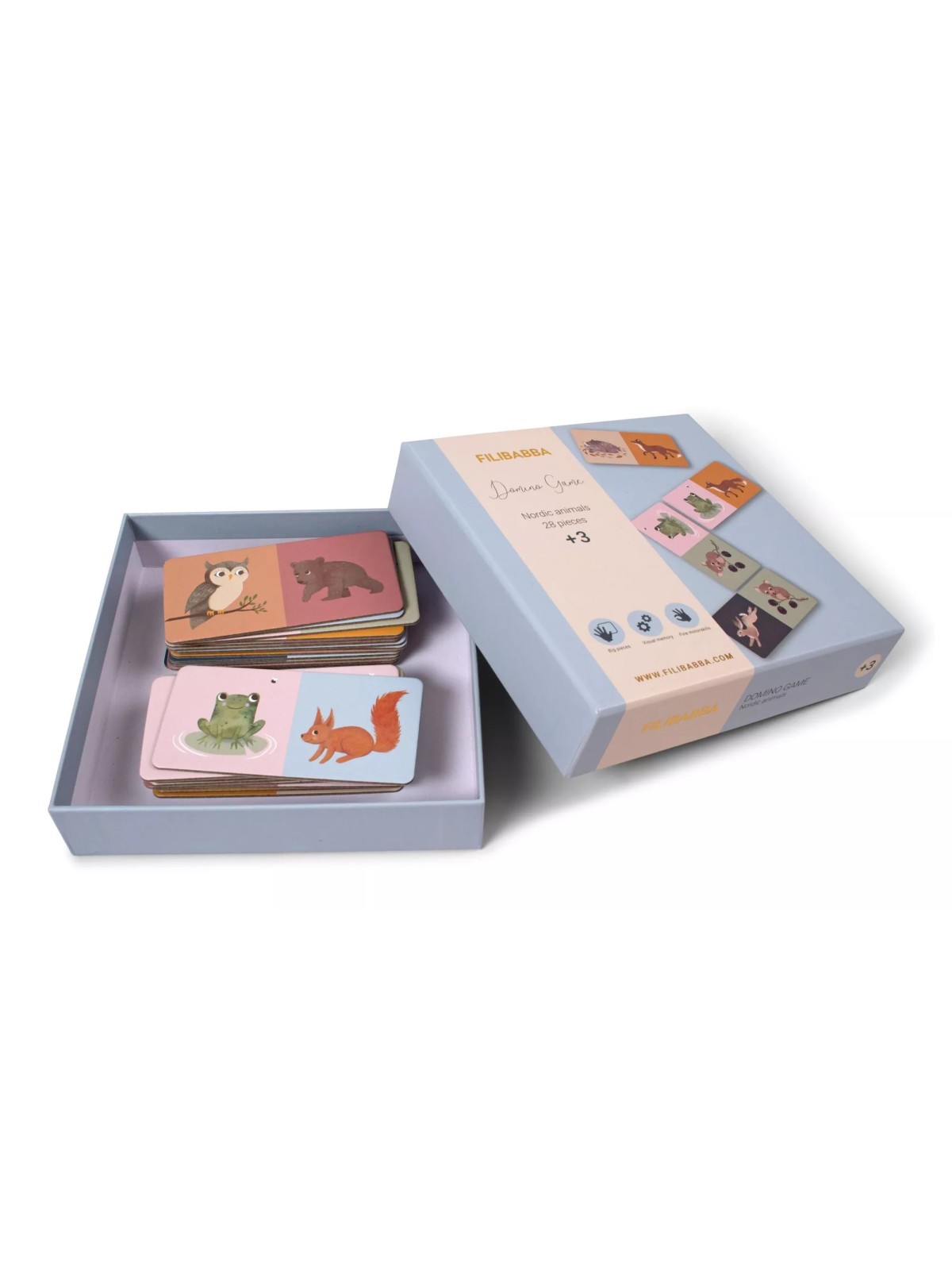 Jeu de dominos 28 pièces, Animaux nordique - Filibabba