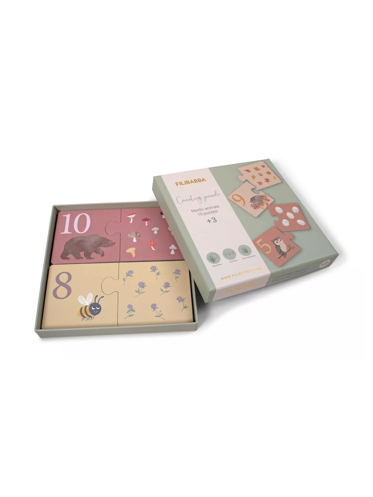 Puzzle "J'apprends à compter", Animaux nordiques - Filibabba