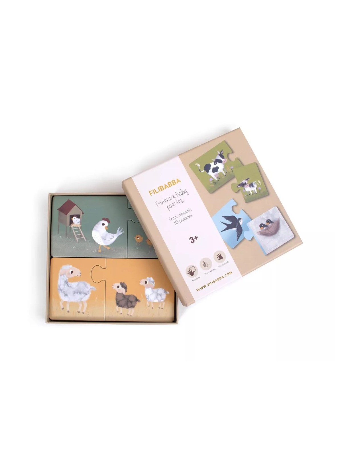 Puzzle "Maman et ses bébés", Animaux de la ferme - Filibabba