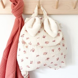 Sac à dos lapin, double gaze rosa - Les Juliettes