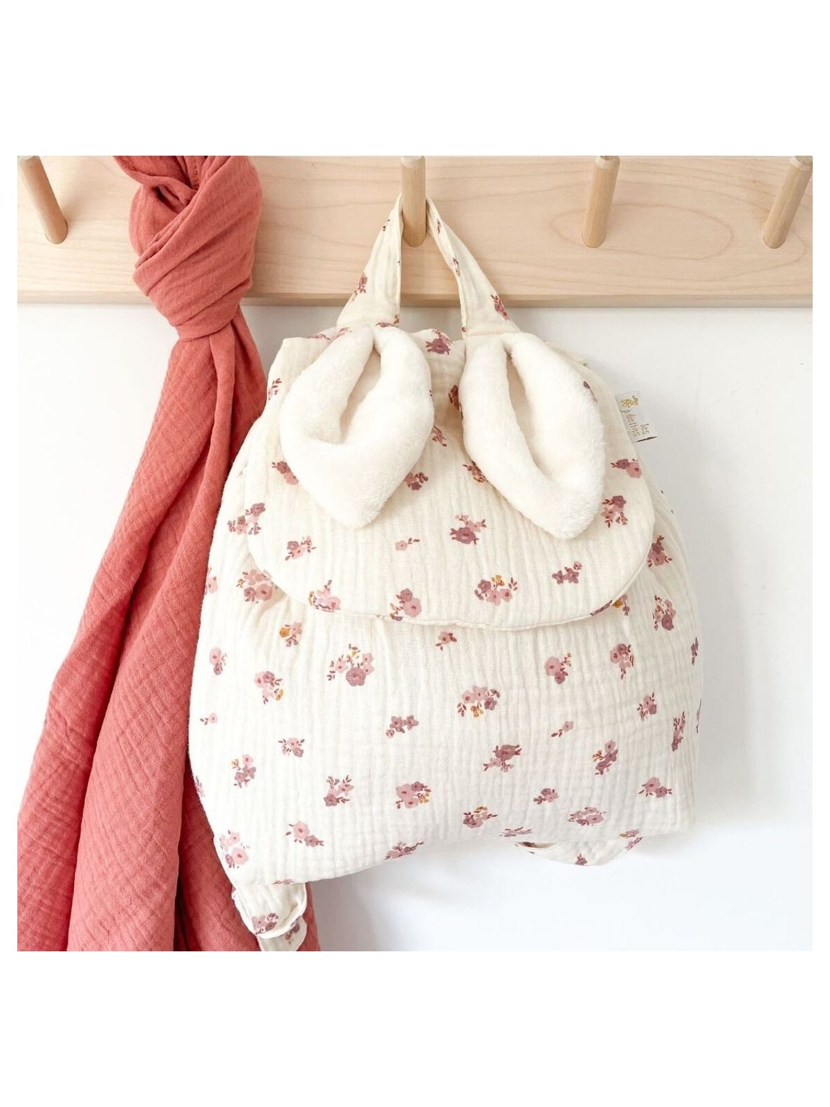 Sac à dos lapin, double gaze rosa - Les Juliettes