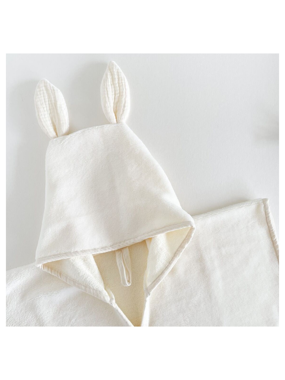 Poncho de bain lapin, éponge bambou écru - Les Juliettes