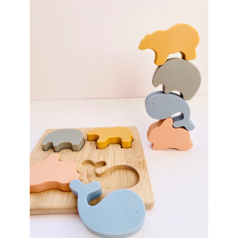 Puzzle animaux, bois et silicone - Les Petits Citrons